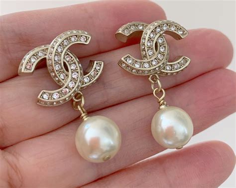 chanel white pearl earrings|authentic Chanel pearl earrings.